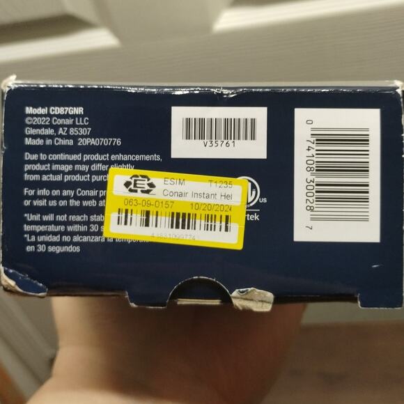 NEW Conair Instant Heat 1 Inch Curling Iron 30 Second Heat 25 Settings CD87GNR - Picture 7 of 7